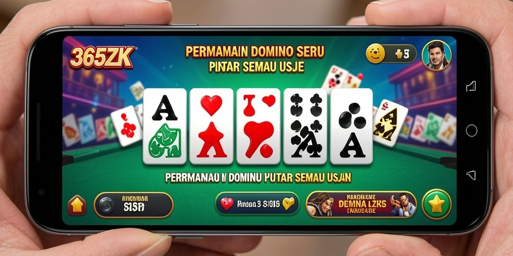 Screenshot gameplay Domino dalam 365ZK yang menarik dan interaktif.