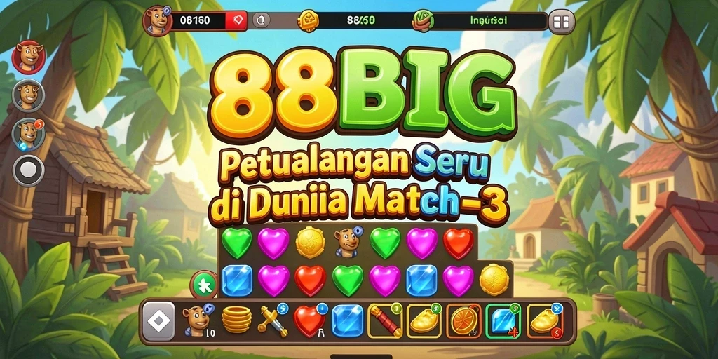 Tampilan gameplay seru dari Match-3 di 88BIG.