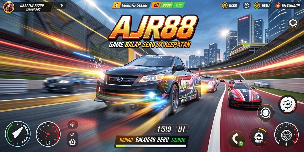 Screenshot utama AJR88 saat balapan mendebarkan.