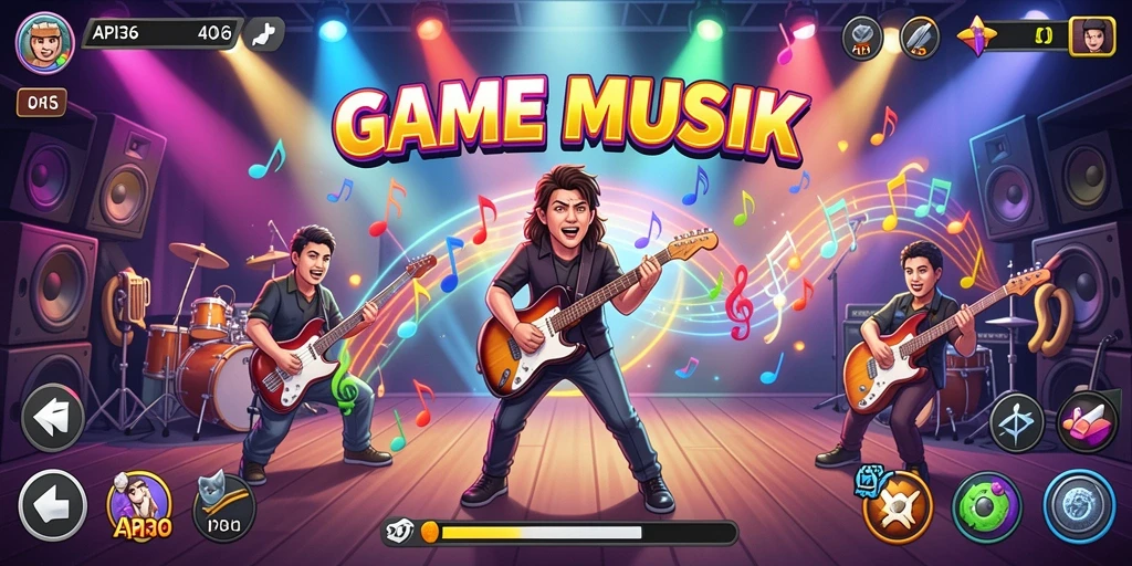 Tampilan gameplay seru dari API36 yang menampilkan ritme musik.