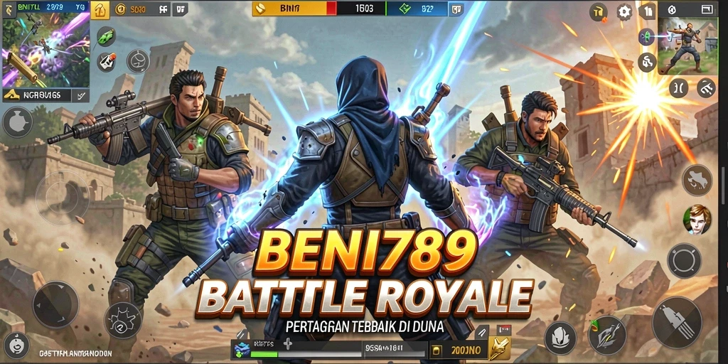 Screenshot menampilkan aksi seru dalam game Battle Royale BNI789.