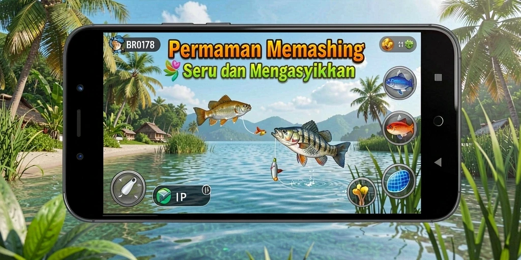 Screenshot menampilkan gameplay memancing yang mendebarkan di BRO178.
