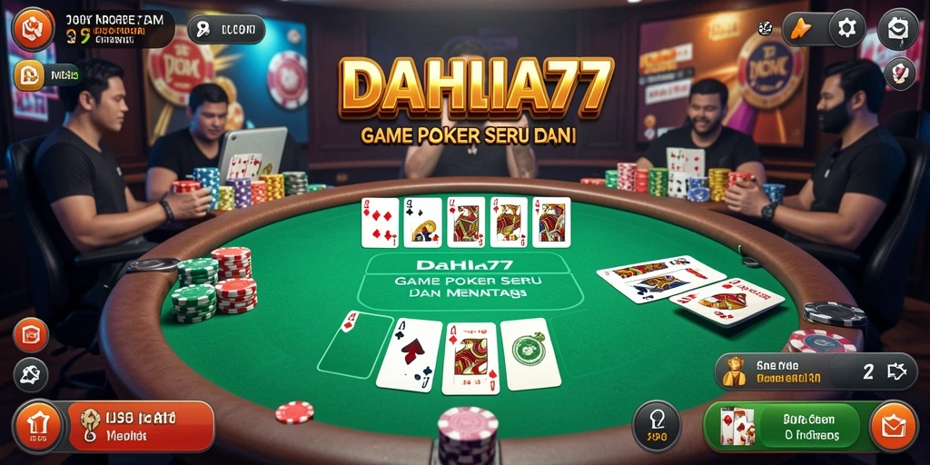 Tampilan gameplay seru Poker di DAHLIA77 dengan fitur menarik.