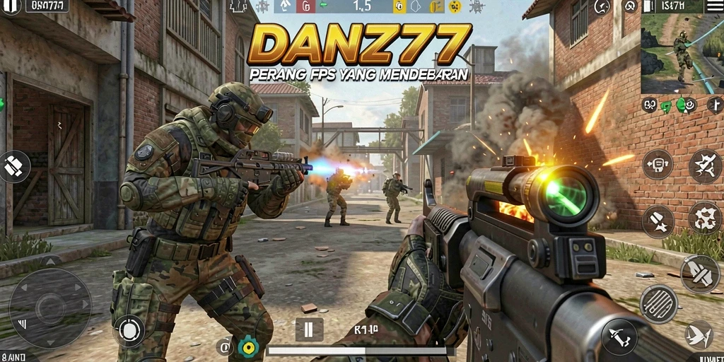 Tangkapan layar menampilkan aksi intens dalam permainan FPS