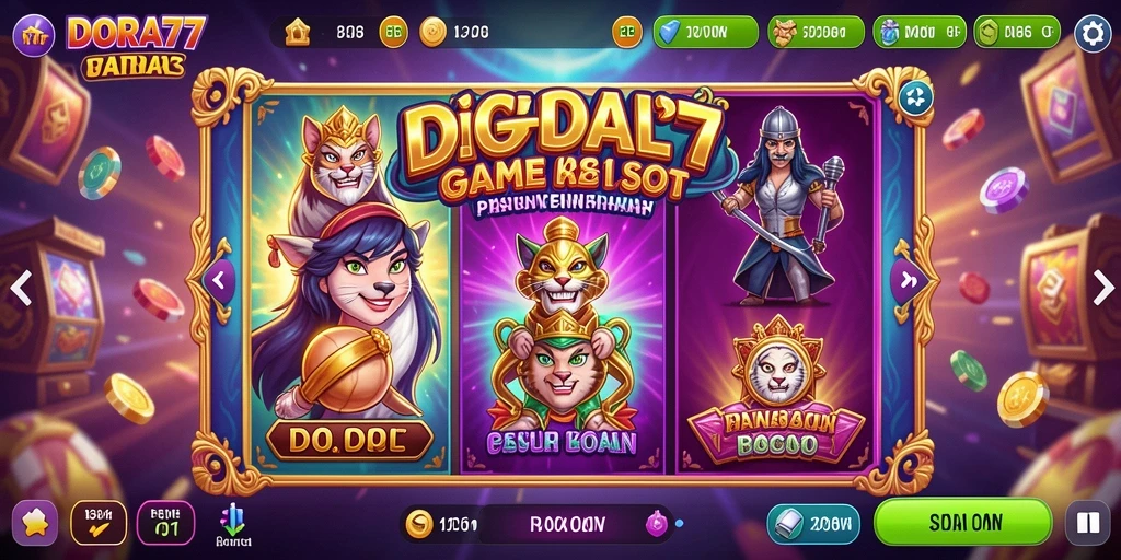 Screenshot gameplay DORA77 yang menampilkan petualangan seru dalam bermain Slot.