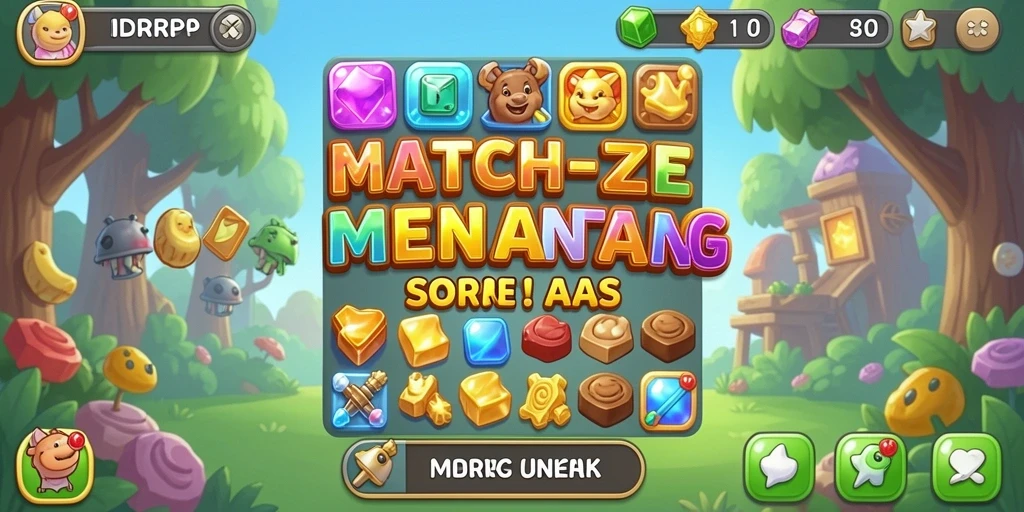 Gameplay seru IDRRP dengan tantangan match-3 yang menarik.