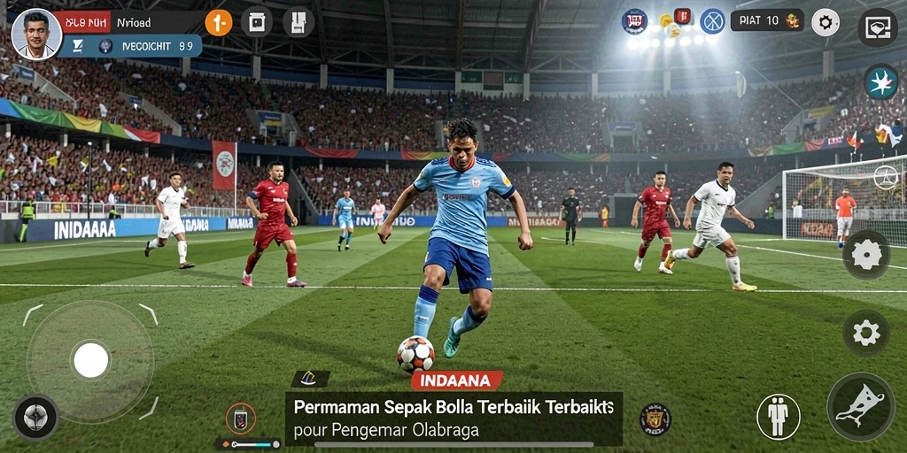 Tampilan gameplay menarik dari INDAAA dengan aksi sepak bola yang memukau.