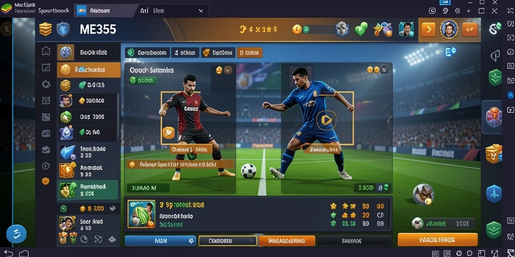 Screenshot utama ME355 menampilkan tampilan antarmuka sports betting yang interaktif.