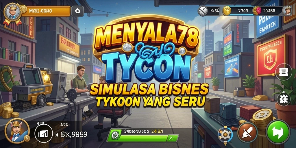 Tampilan gameplay MENYALA78 dengan berbagai elemen manajemen bisnis.