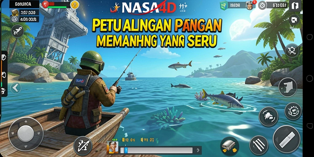 Tampilan gameplay menarik dalam NASA4D yang menggambarkan aktivitas memancing.
