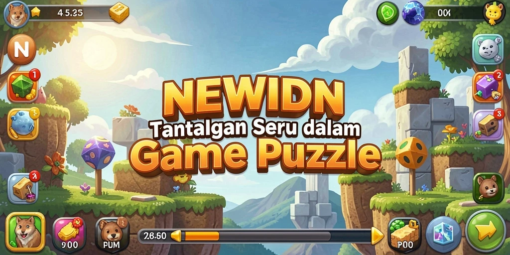 Screenshot gameplay NEWIDN dengan berbagai teka-teki yang menantang.