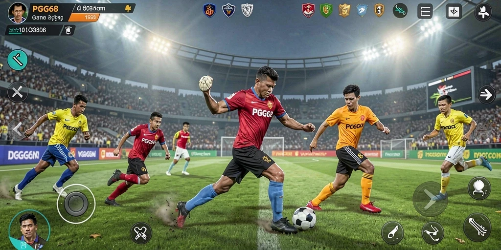Tampilan utama PGG68 menunjukkan gameplay olahraga yang dinamis dan seru.