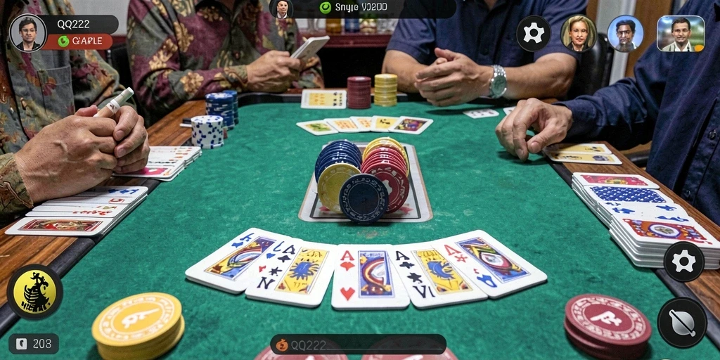 Tampilan gameplay Gaple yang seru dan interaktif di QQ222.