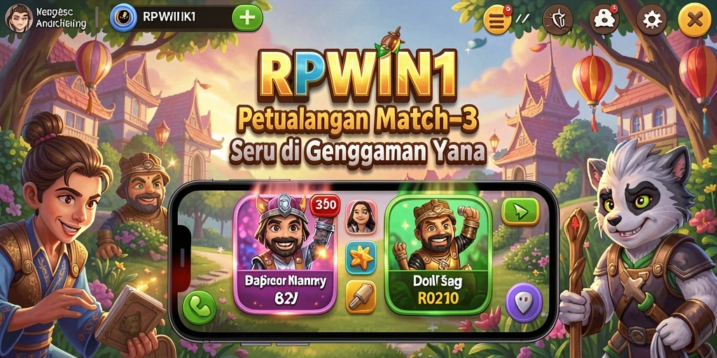 Tampilan gameplay RPWIN1 dengan kombinasi warna dan tantangan Match-3.