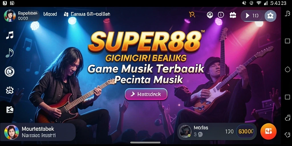 Tampilan screenshot SUPER88 menunjukkan gameplay musik yang seru dan menantang.
