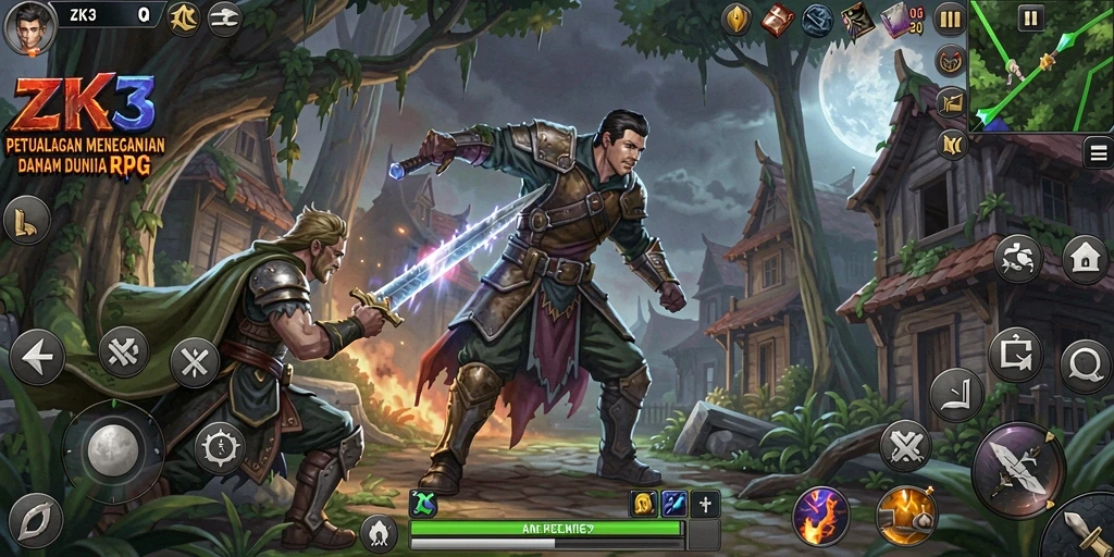 Gameplay menarik ZK3 yang menampilkan pertarungan RPG epik.